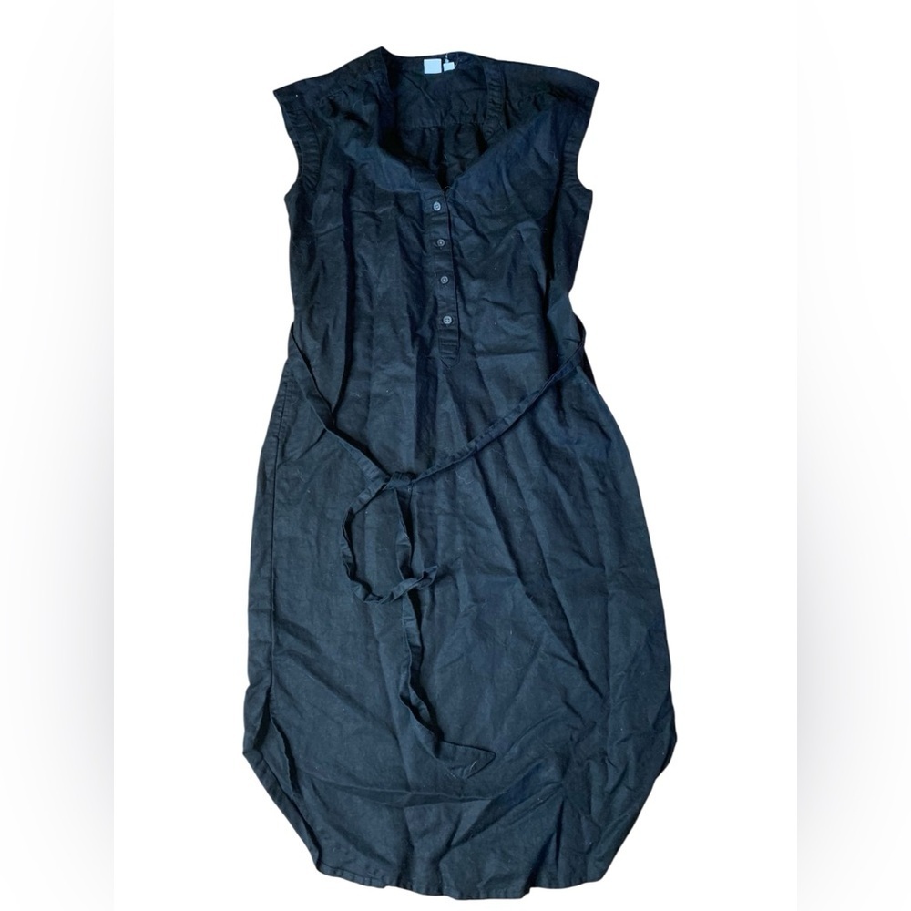 GAP Black Linen Blend Sleeveless Midi Shirtdress XS